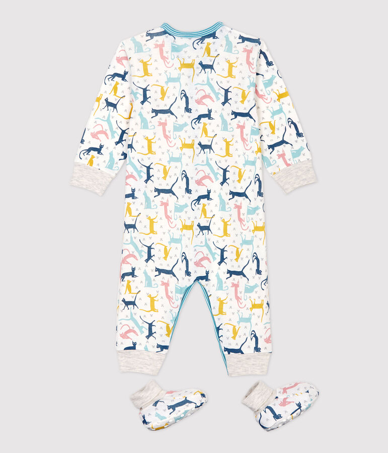 Nachtset katten van katoen en lyocell wit MARSHMALLOW/wit MULTICO